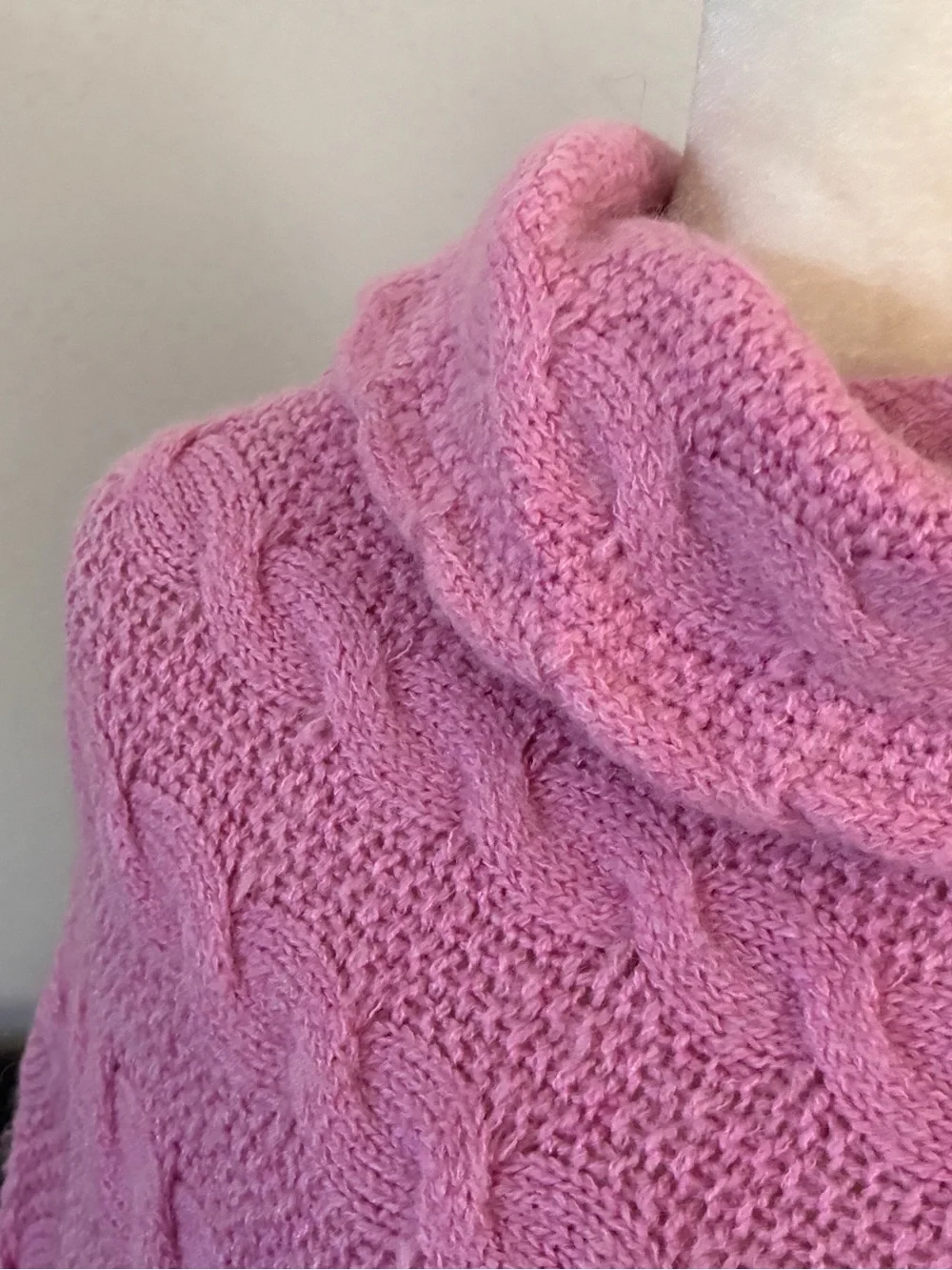 Free People Sweetheart Cable Knit Cowl-Neck Sweater Dress in Pink - Size Medium